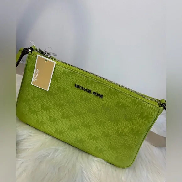Michael Kors Lime Green Crossbody Bag Trio Jet Set Travel - Picture 4 of 16